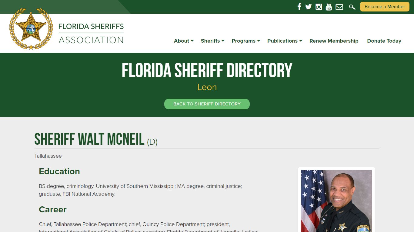 Leon County: Sheriff Walt McNeil - Florida Sheriffs Association